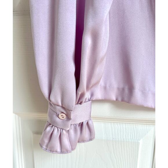 Vintage Ruffled Collar Lavender Blouse Size Medium | Princess Di Style - Picture 7 of 7